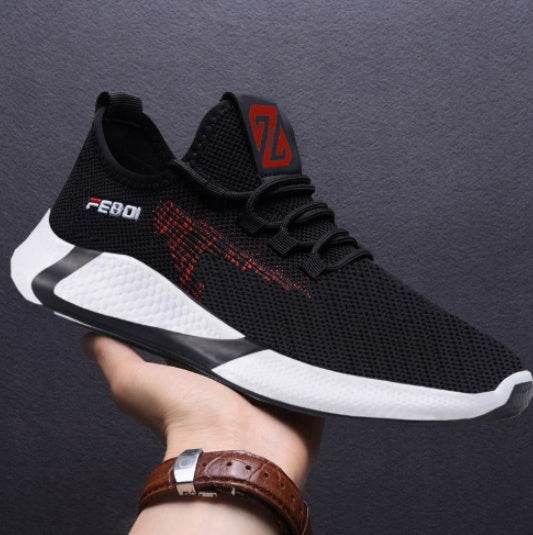 New Sports Shoes Men's Breathable Casual Mesh Shoes Comfort Increase Lace-up Non-slip Low-top Running Shoes - Velora