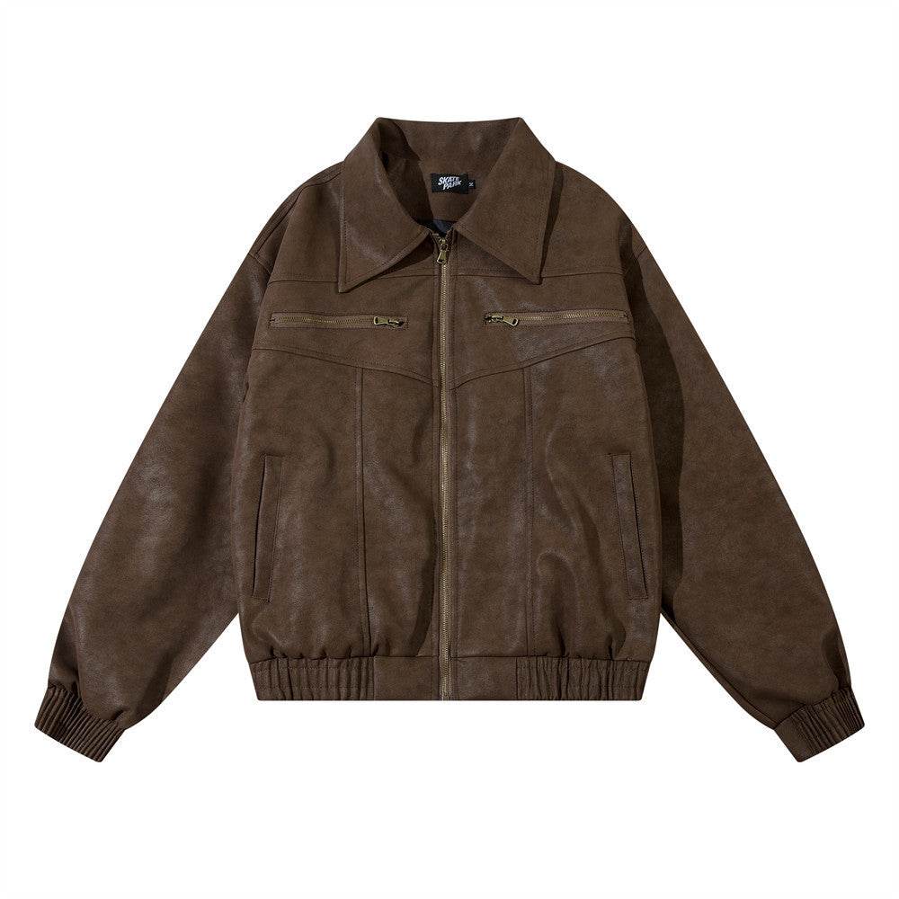 American Street Hip Hop Casual Flying Motorcycle PU Leather Jacket - Velora