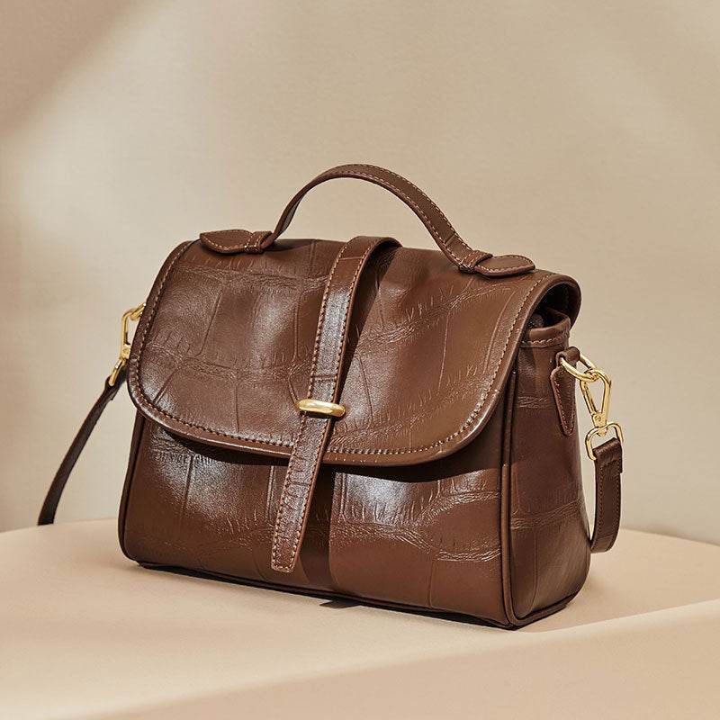 Fashion Genuine Leather Portable Messenger Bag Crossbody Shoulder - Velora
