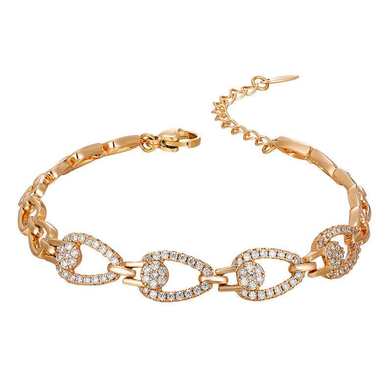 European And American Entry Lux Wind Personalized Bracelet Micro Inlaid Zirconium Hollow Out Stitching - Velora