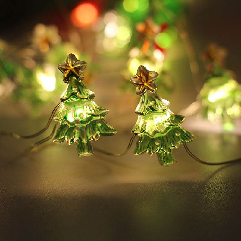 Christmas Gift Bell Christmas Tree Elk Maple Leaf Crutch Christmas Decoration Fastener Copper Wire Lamp Christmas Decoration For Home - Velora
