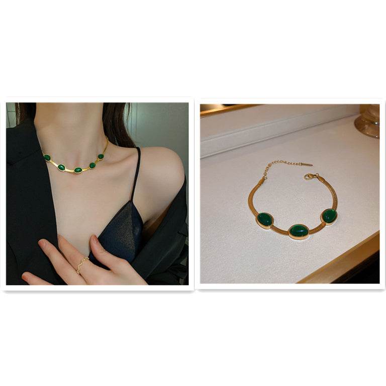 Fashion Jewelry Green Stone Crytal Snake Chain Multilayer Necklace For Women Pendant Boho Fashion Jewelry Gift - Velora
