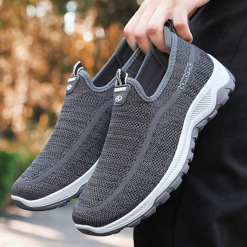 Men's Shoes Casual Flying Woven Men's Shoes Lazy Walking Shoes Casual Dad Shoes Old Beijing Cloth Shoes - Velora