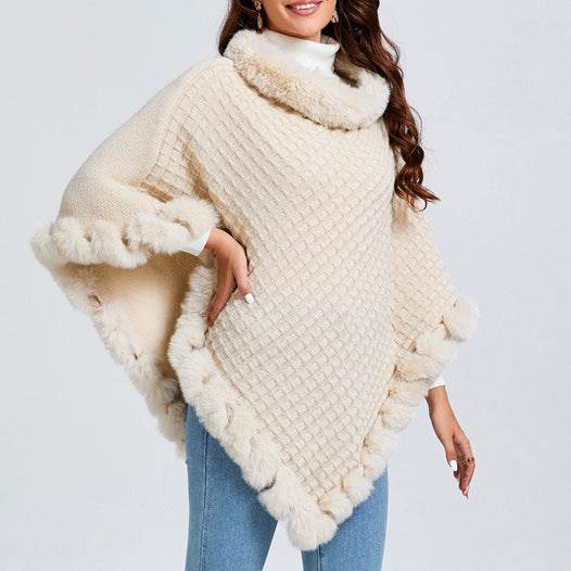Rex Rabbit Fur Collar Shawl Cape Luxury Fur Cape Wraps Shawl Autumn Winter Fashion Graceful Cloak Outerwear Women Party Wedding Dress - Velora