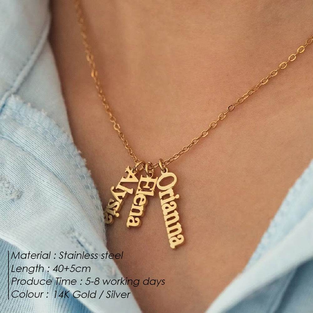 Stainless Steel English Name Necklace, Personalized DIY Fashion Necklace - Velora
