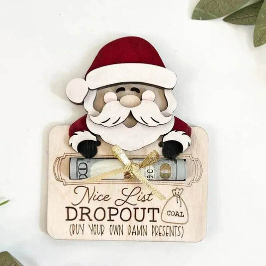 Wooden Cute Santa Claus Cash And Gifts Card Clamp Creative Christmas Decoration Ornaments - Velora