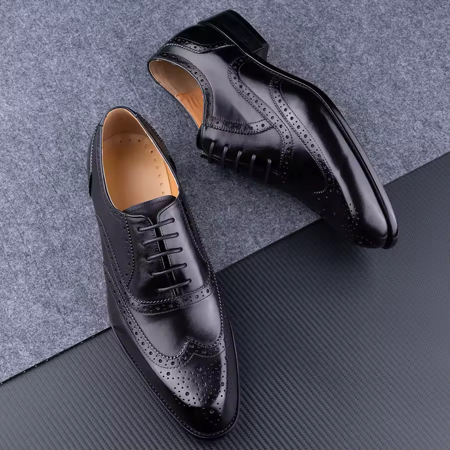 Men's Fashion Oxford Hand Carved Craft Purple Wedding Party Shoes - Velora