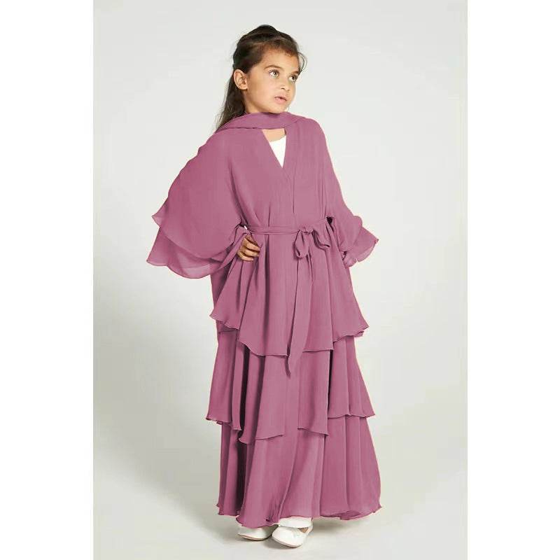 Elegant Three-layer Chiffon Children's Clothing Elegant Dress - Velora