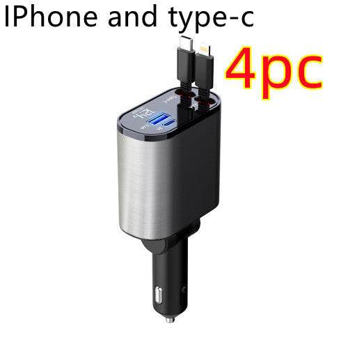 Metal Car Charger 100W Super Fast Charging Car Cigarette Lighter USB And TYPE-C Adapter - Velora