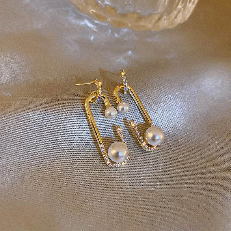 Elegant And Sophisticated Pearl Geometric Earrings - Velora