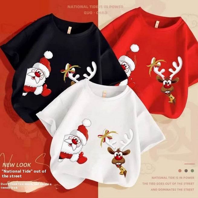 Christmas Elk Cotton T-shirt Boy - Velora