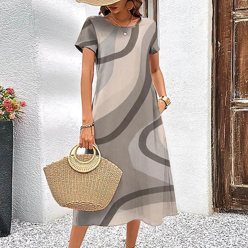 Simple Line Pattern Top Casual Fashion A- Line Elegant Skirt - Velora