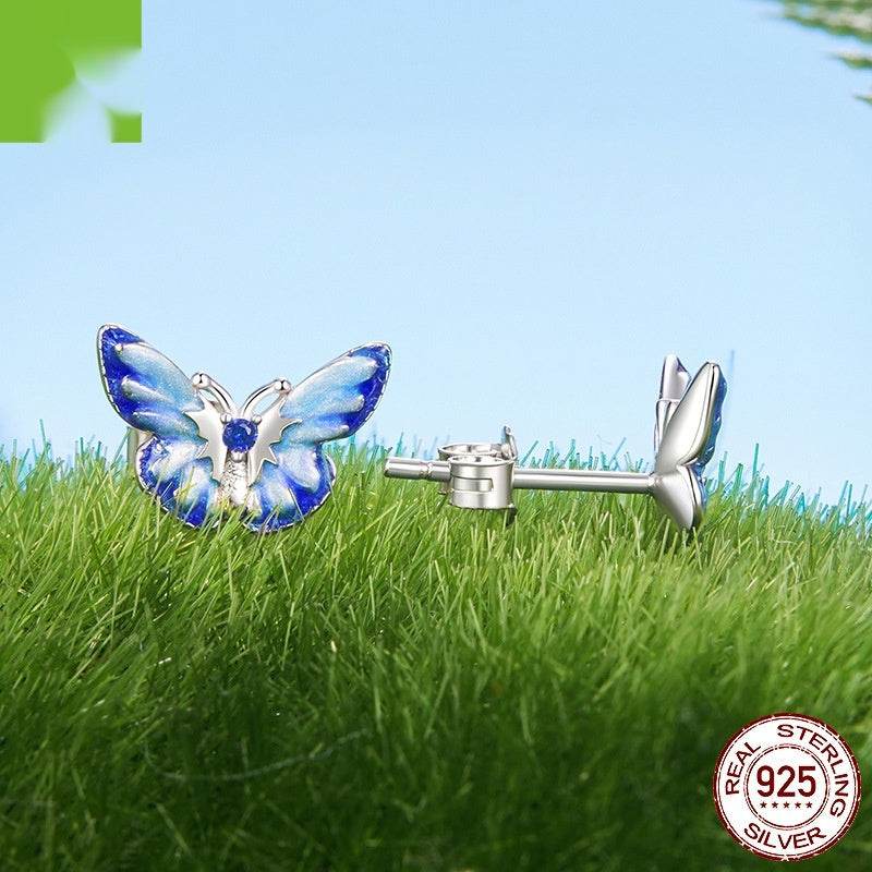New Blue Color Butterfly Gradient Stud Earrings - Velora