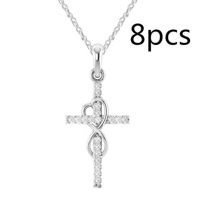 Alloy Pendant With Diamond And Eight-character Cross Necklace - Velora