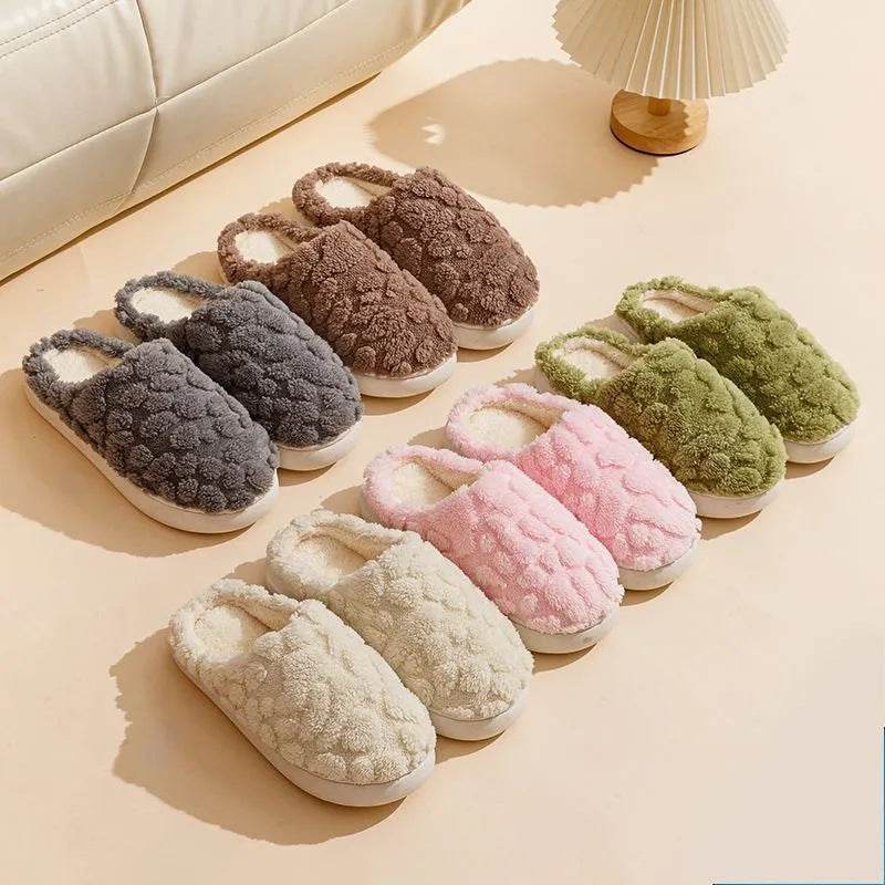 Home Fuzzy Slipper Unisex Cartoon Winter Plush Slipper Anti-Skid Soft Soled Cotton Shoes Comfy Outdoor Couple Slippers - Velora