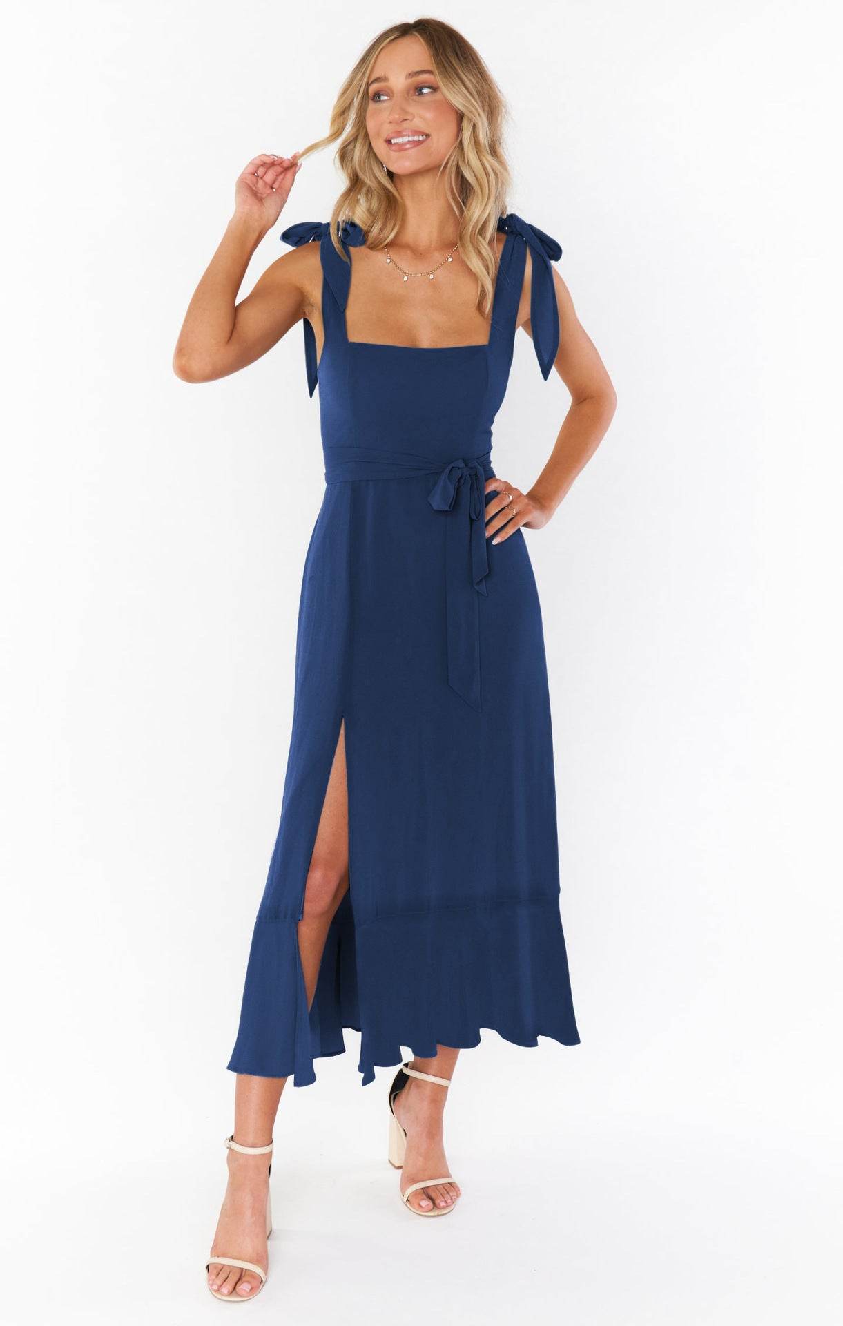 Temperament Suspender Split Dress With Lace-up Design Fashion Summer Ruffled Beach Dresses For Women - Velora