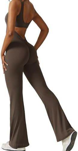Women Sleeveless Flare Jumpsuits Fitness Yoga Long Pants - Velora