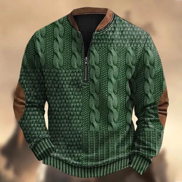 Printed Men's 3D Half Placket Zipper Sweatshirt Pullover - Velora