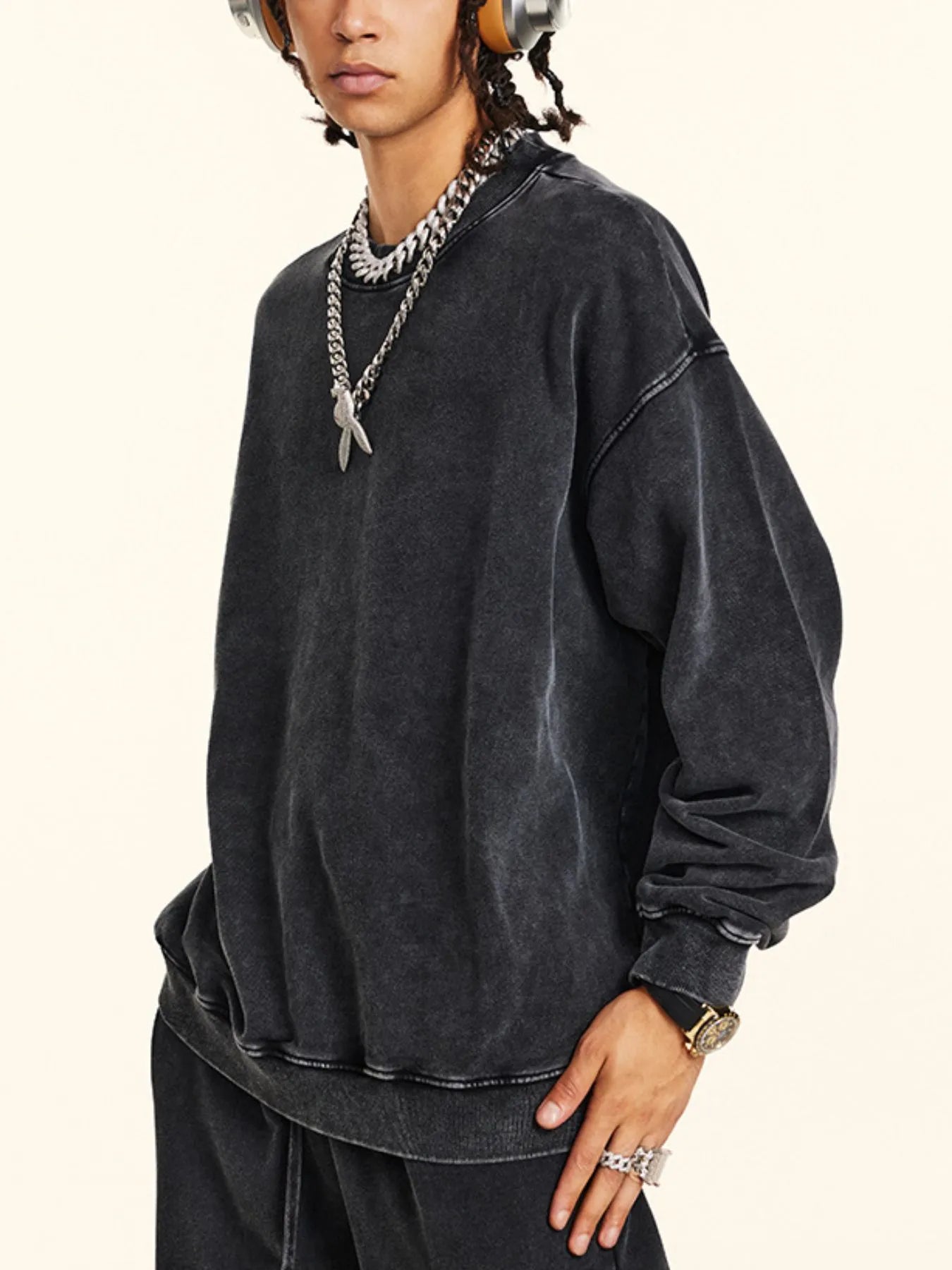 Men's Round Neck Drop Shoulder Sweatshirt - Velora