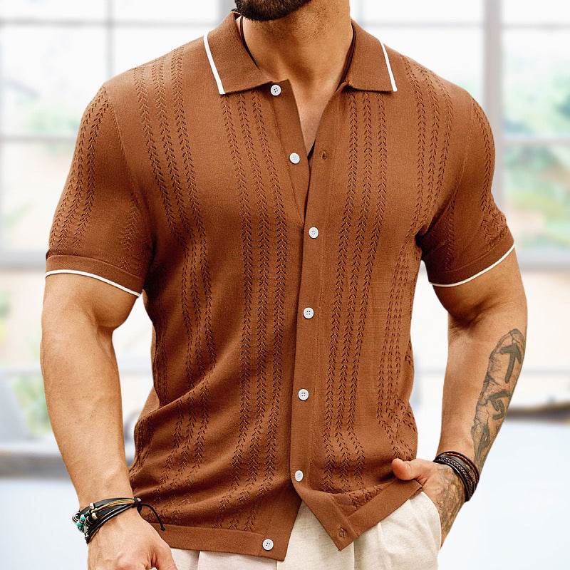 Short-sleeved Polo Shirt Summer Button Lapel Top Fashion Business Men's Clothing - Velora