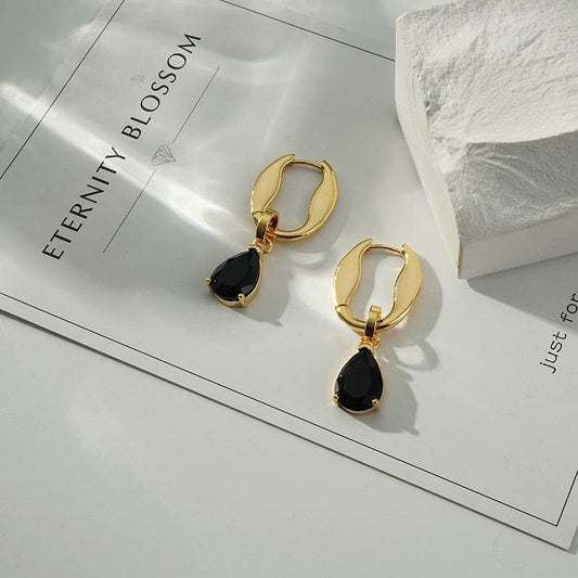 Female Zircon Drop Retro Light Luxury Earrings - Velora