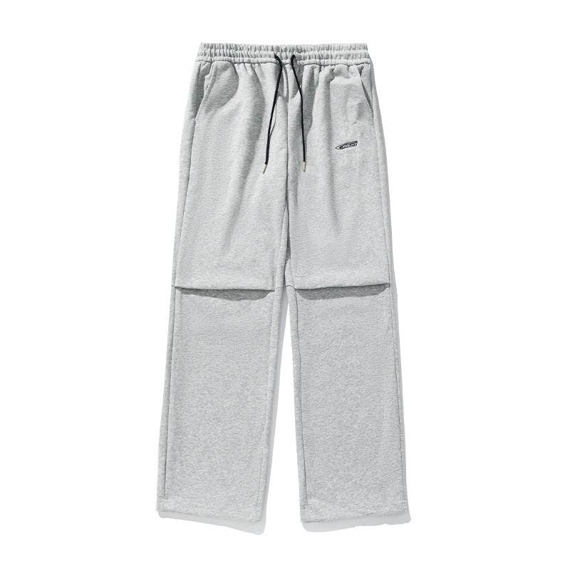 Split Pleated Design Casual Pants Autumn And Winter Embroidery - Velora