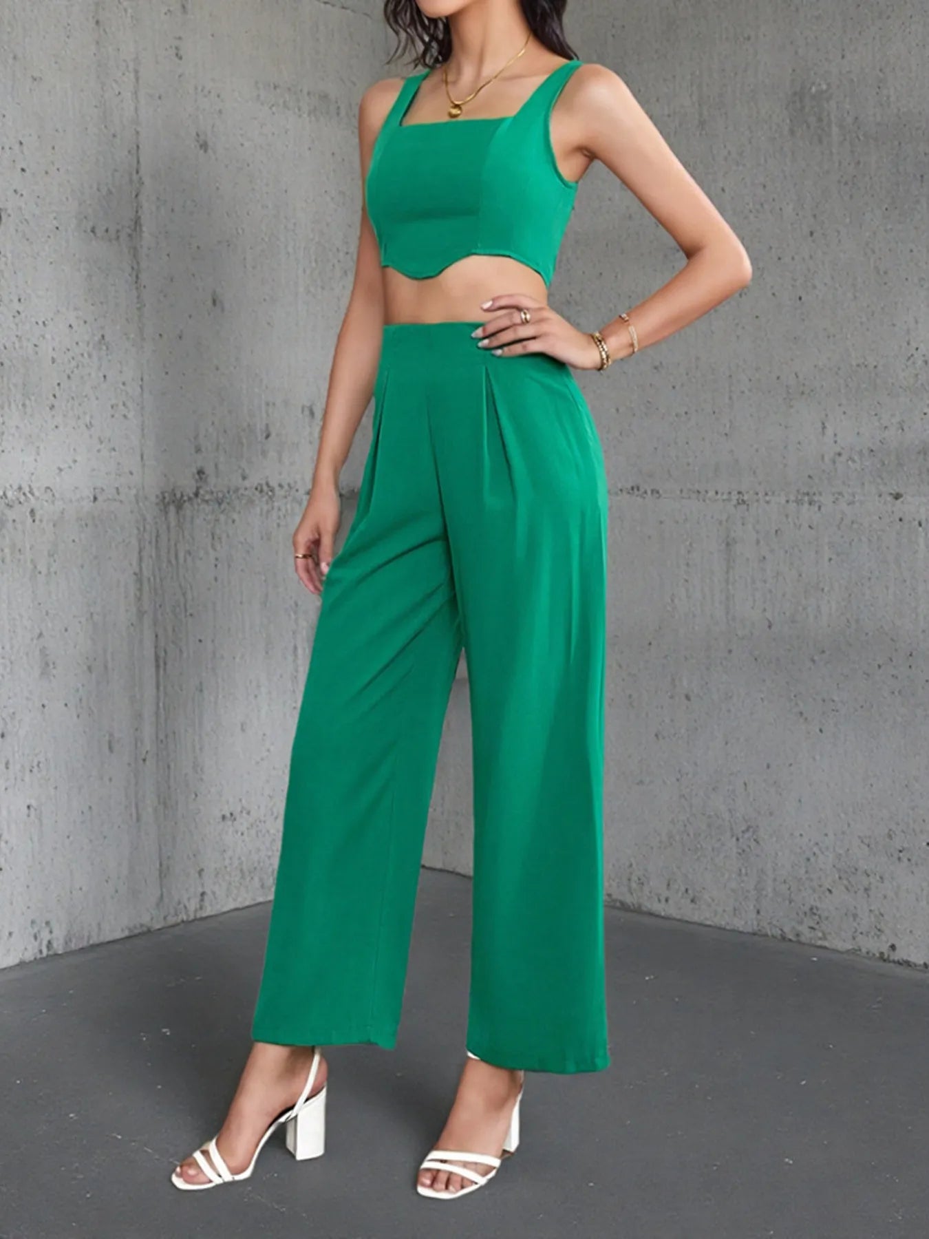 Square Neck Tank and Pants Set - Velora