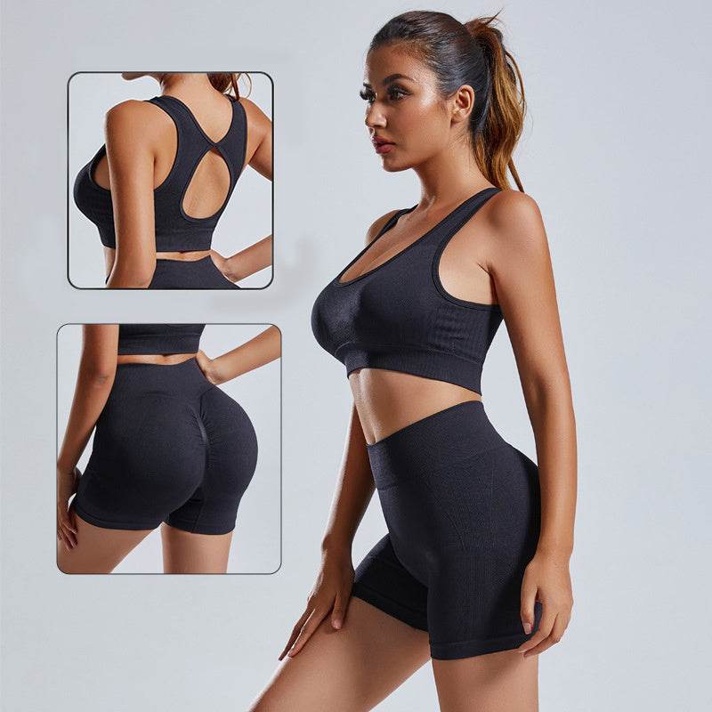 2pcs Yoga Set Women's Vest And Shorts Tracksuit Seamless Workout Sportswear Gym Clothing High Waist Leggings Fitness Sports Suits - Velora