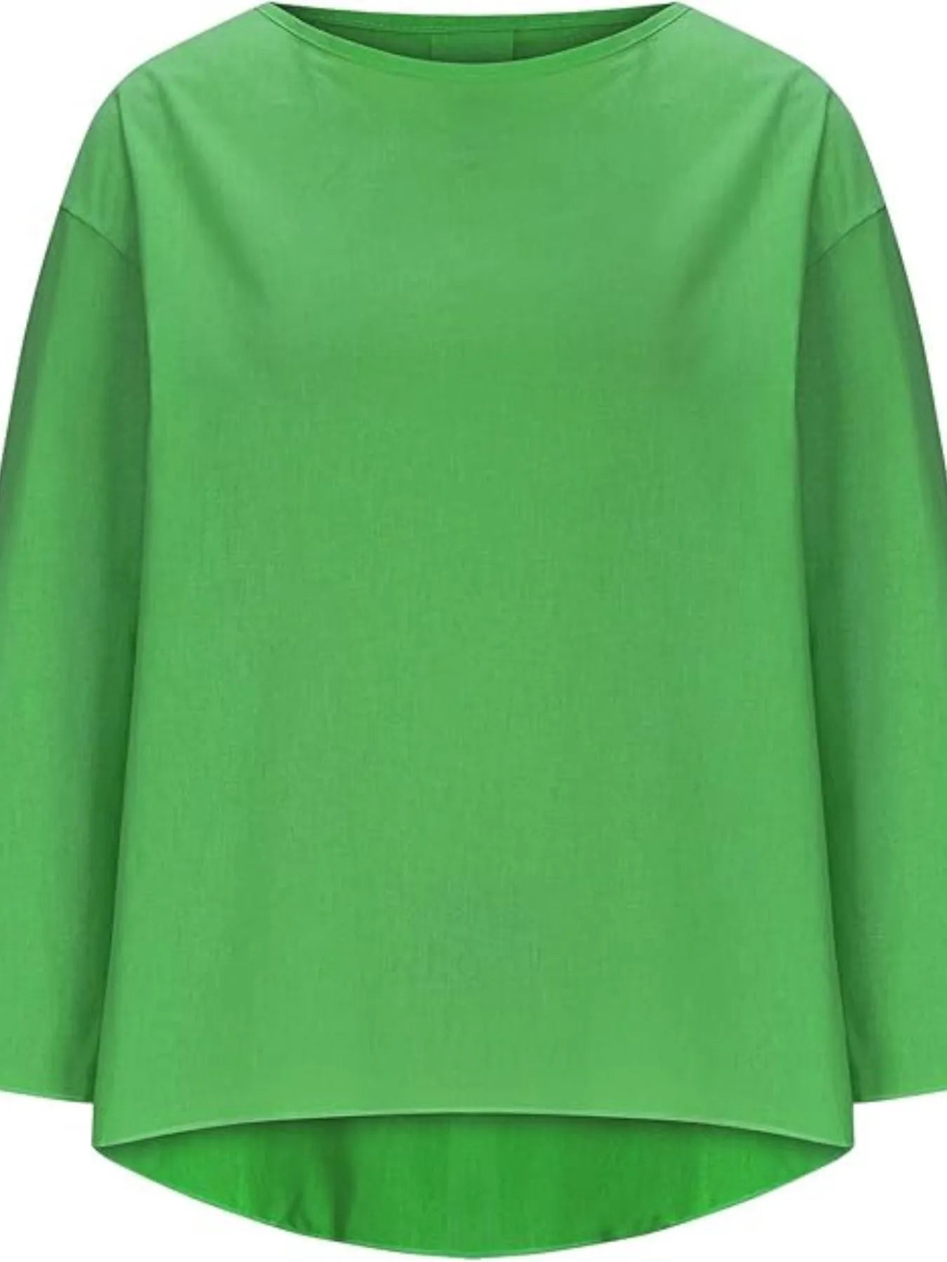 Full Size Round Neck Relaxed Fit Blouse Plus Size - Velora