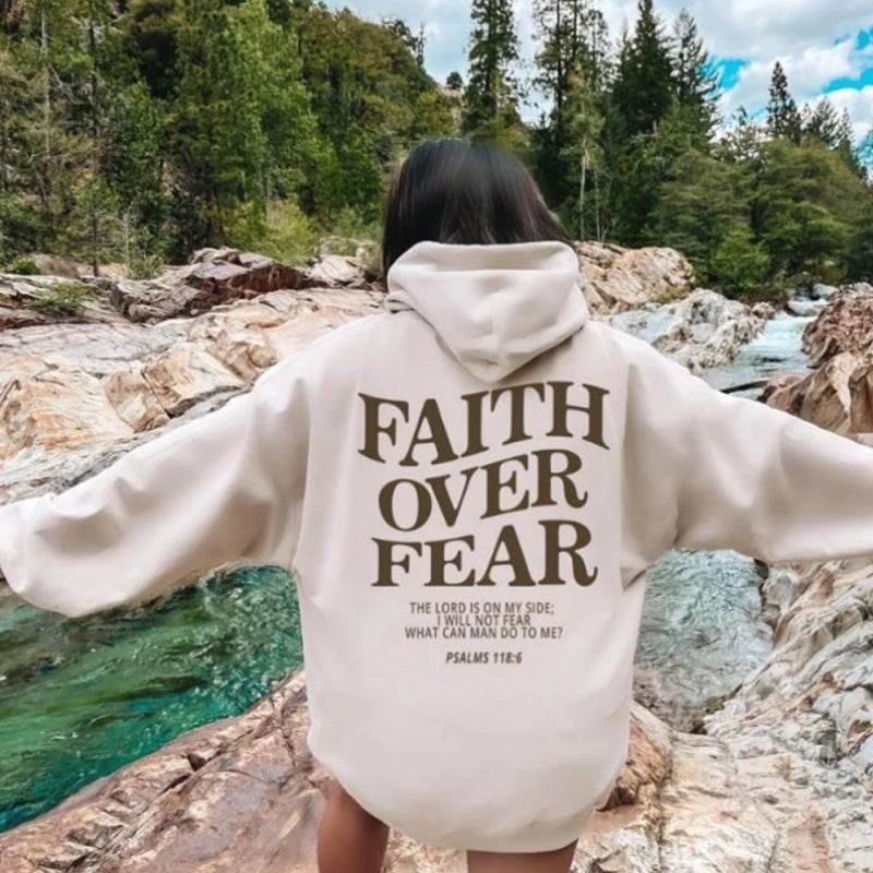 Faith Over Fear Christian Hoodie Christian Sweatshirt Jesus Hoodie Trendy Hoodie Bible Verse Shirt Unisex Aesthetic Clothes - Velora