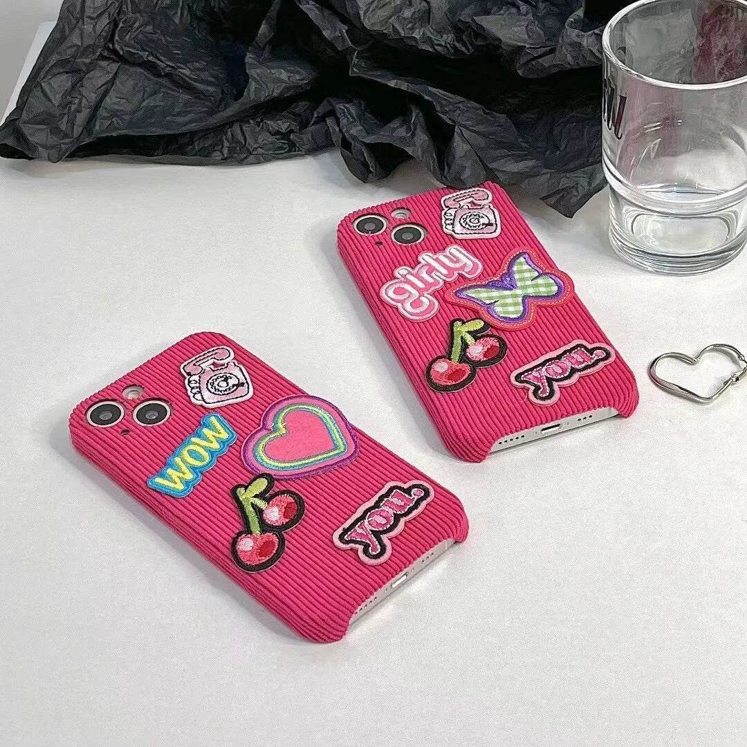 Embroidered Love Cherry Patch iphone Case women - Velora