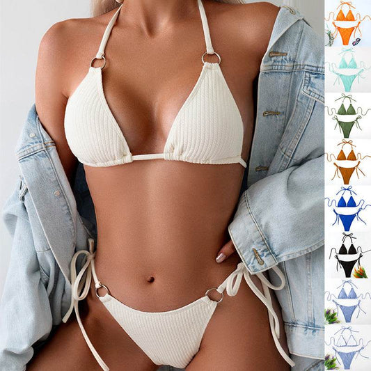 Sexy Bikini Set Summer Side Tie Thong Bandage Style Swimsuit Womens Clothing - Velora