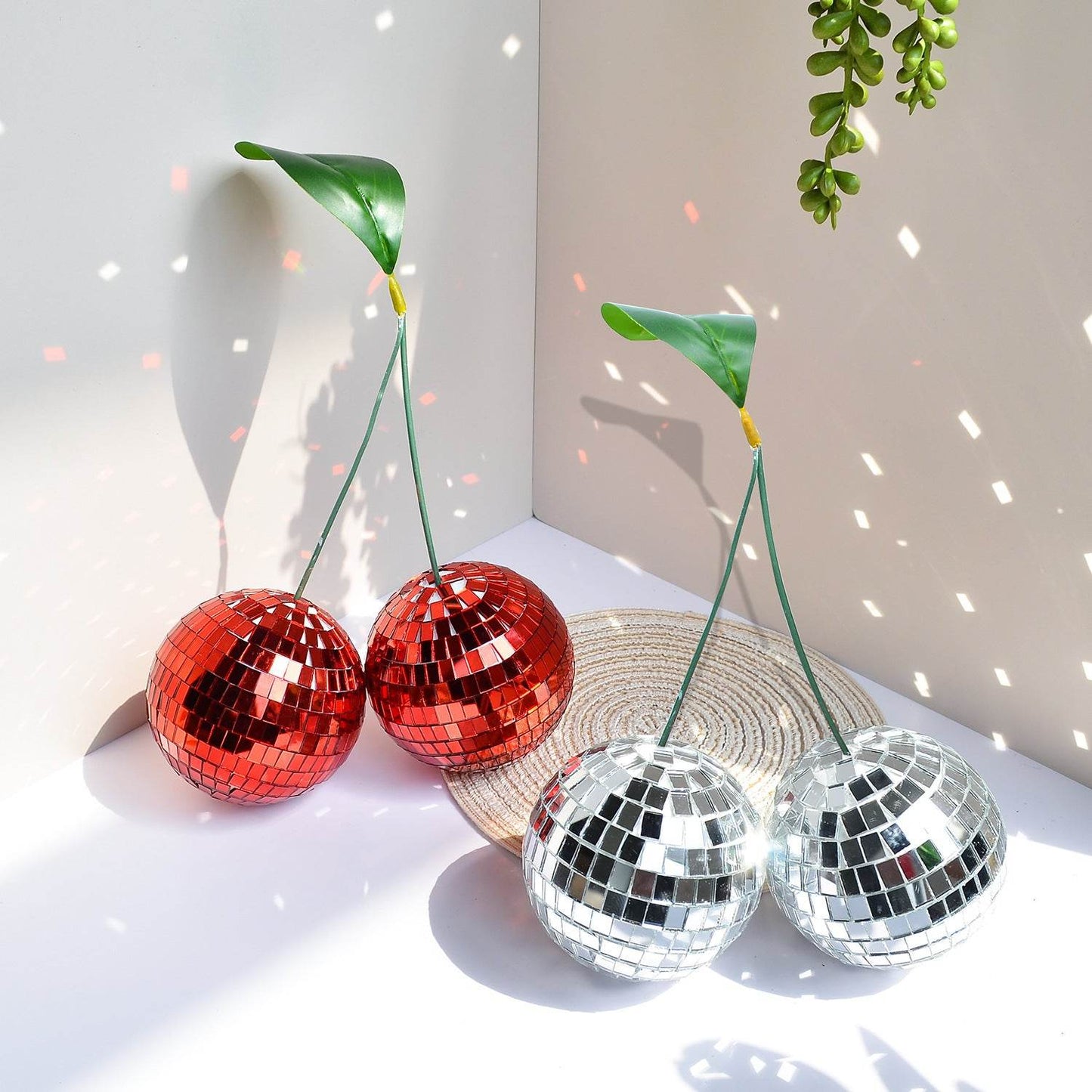 Mirror Glass Bricks Cherry Disco Ball Handmade - Velora