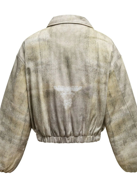 Men's Distressed Paint Splatter Zip Up Jacket - Velora