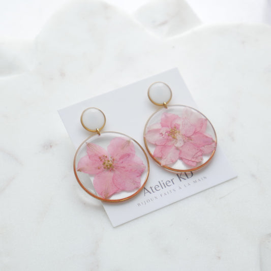Boucles d'oreilles duo Delphine - 40mm et rond blanc - Velora