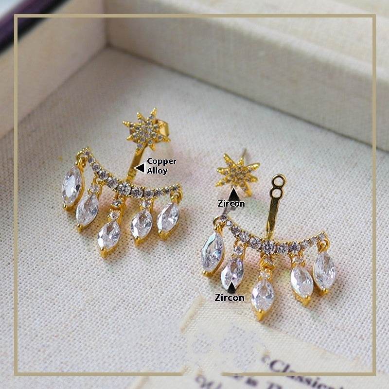 New Retro Eight Awn Star Zircon Earrings Fashion Pendant Stud Earrings Women's High Jewelry Party Gift - Velora
