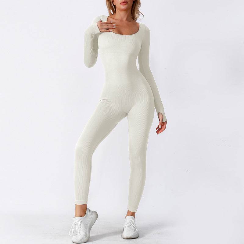 Seamless Long Sleeve Yoga Jumpsuit Bodycon Women Activewear Athleisure Romper - Velora
