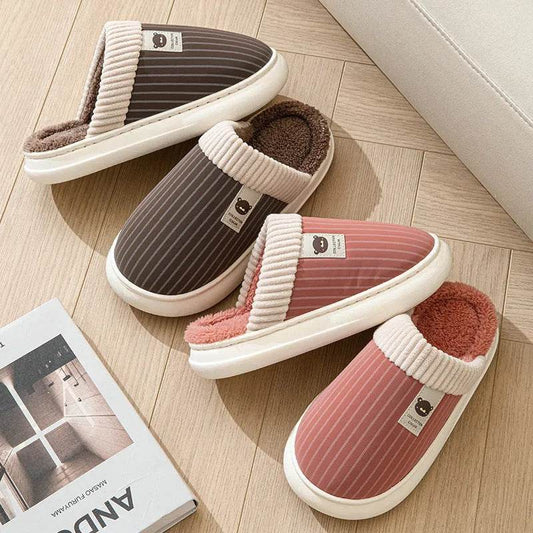 Striped Slippers – Non-Slip Warm Wear-Resistant Footwear - Velora