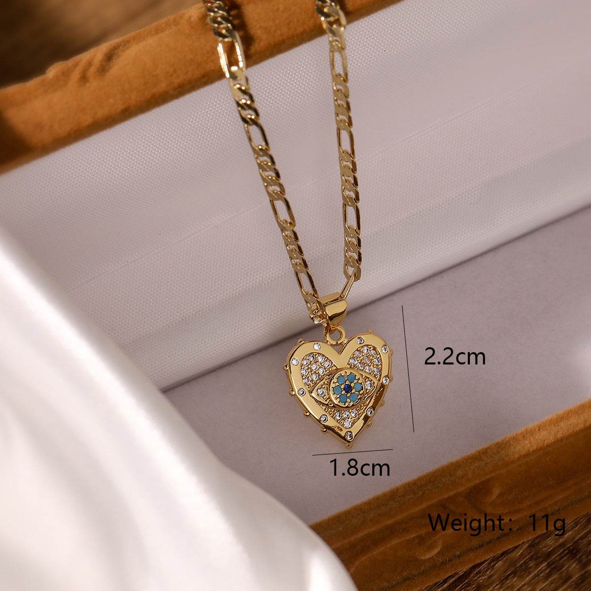Fashion Jewelry Personality Copper Plated Real Gold Heart-shaped Zircon Pendant Necklace And Earrings Suite - Velora