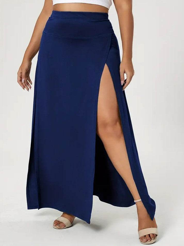Women's High Waist Slit Solid Color Side Slit Maxi Skirt - Velora
