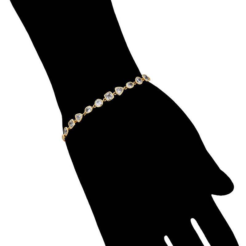 Affordable Luxury Style Korean Fashion Exquisite Full Diamond Geometric Bracelet - Velora
