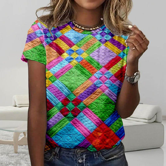 Women's Round Neck T-shirt Creative Shading - Velora