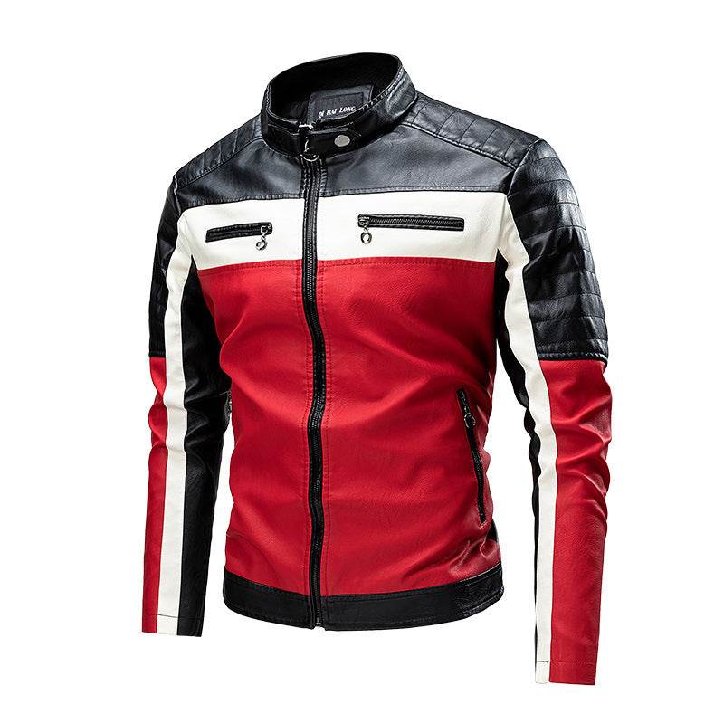 Men's Stand Collar Retro Warm Leather Jacket - Velora