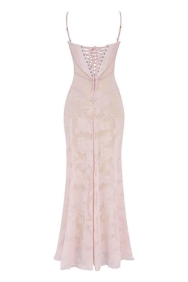 Sexy Flowers Lace Suspender Dress Summer Fashion Slim Back Lace-up Long Dresses Party Evening Club Clothing For Women - Velora