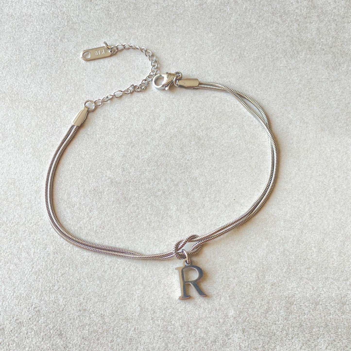 New Letter A-Z Love Knot Bracelets For Women Couple Gold Color Dainty Snake Chain Charm Bracelet Stainless Steel Jewelry Gift Valentine's Day Gifts - Velora