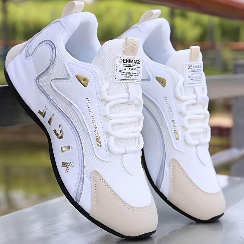 Fashion Colorblock Lace-up Sneakers For Men Breathable Low-top Dad Shoes Running Walking Sports Shoes - Velora