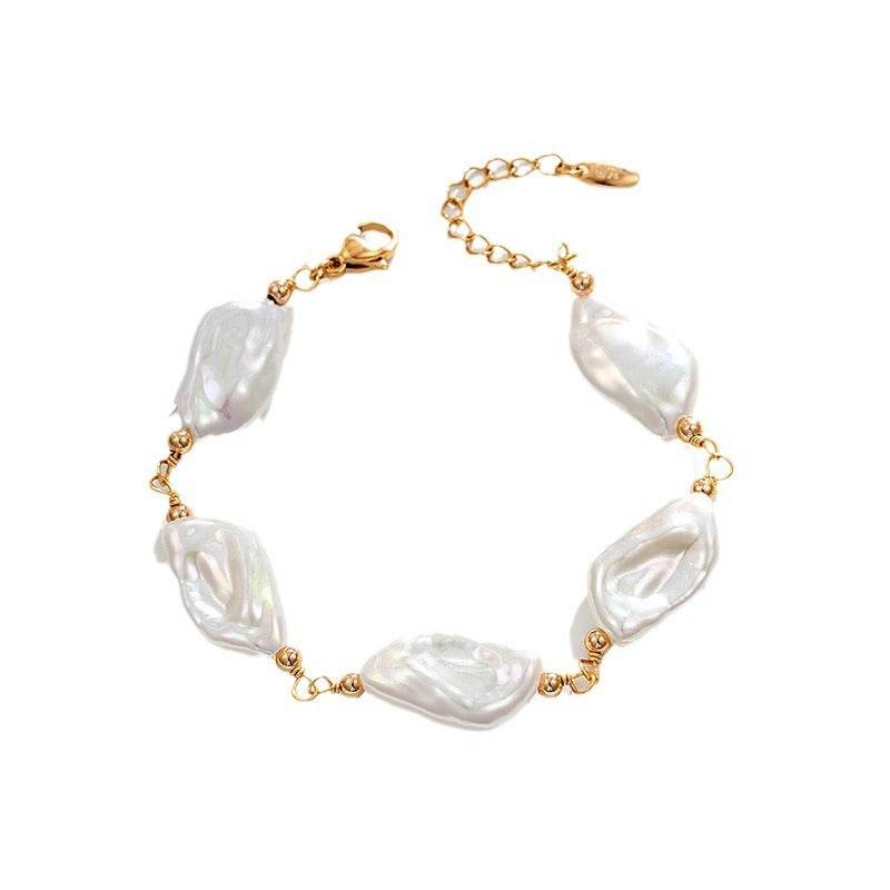 Rhombus Baroque Artificial Pearl Bracelet Female French High Sense Ins - Velora