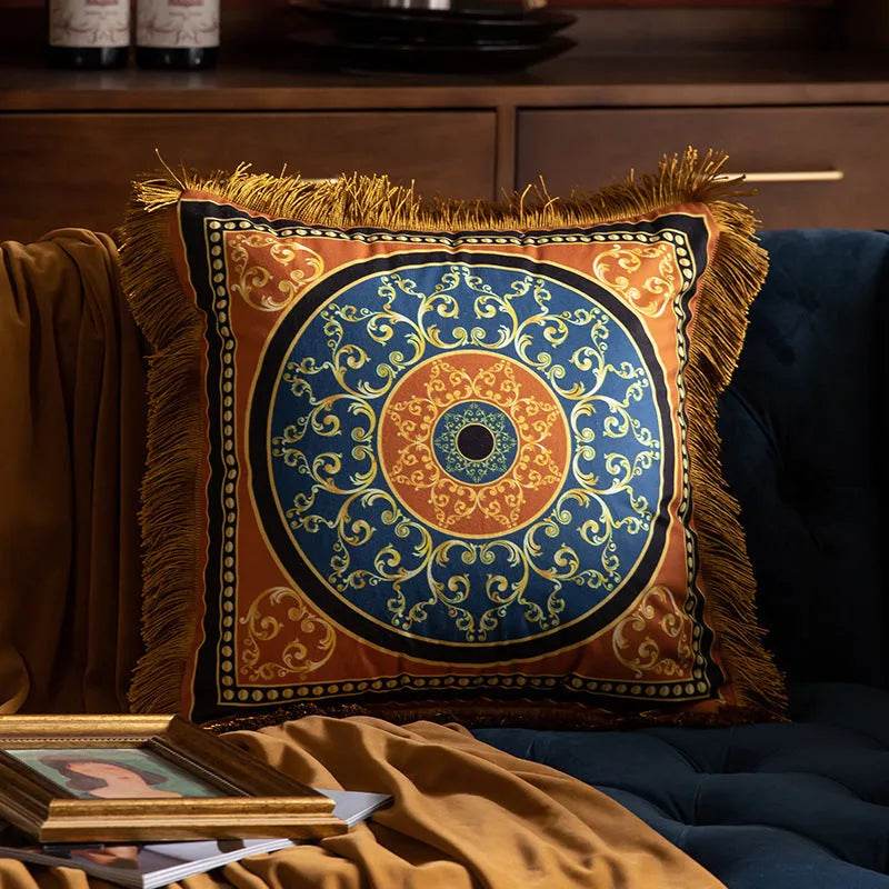 Pillow Sofa High-grade Sense Tassel Light Luxury style-gold rimmed Pillows - Velora