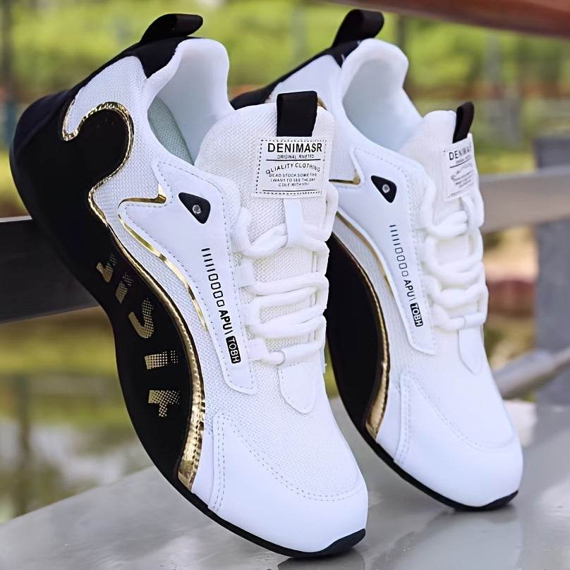 Fashion Colorblock Lace-up Sneakers For Men Breathable Low-top Dad Shoes Running Walking Sports Shoes - Velora