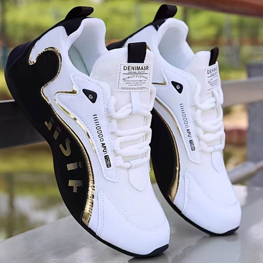 Fashion Colorblock Lace-up Sneakers For Men Breathable Low-top Dad Shoes Running Walking Sports Shoes - Velora